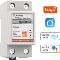Tuya WiFi Smart Metering Energiezähler Einphasenzähler Mobiltelefon-APP-Fernbedienungen Anzeige Spannung Strom Wirkleistung Stromverbrauch von VOLAVO