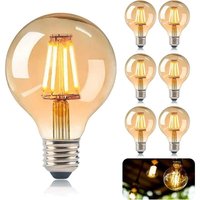 Volavo - ccykxa E27 Retro-Edison-Glühbirnen, 6er-Pack (nicht dimmbar), E27 G80 4 w LED-Edison-Glühbirnen, Retro-Filament-Edison-Glühbirnen, warmweiße von VOLAVO