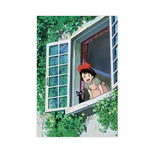 Kiki's Delivery Service Hayao Miyazaki Fantasy-Animationsfilm Schlafsaal Schlafzimmer Art Deco Poster Leinwand Poster Schlafzimmer Dekor Sport Landschaft Büro Zimmer Dekor Geschenk ungerahmt 30 x 45 von VOLBOZ