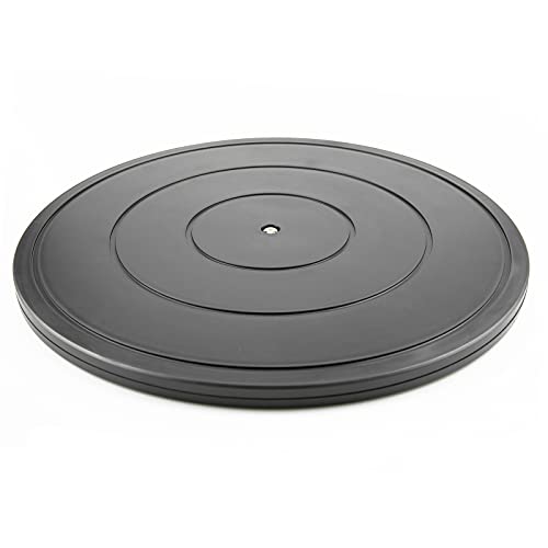Volcanoes Club Lazy Susan Drehteller – robuste drehbare Stahlkugellager – Flacher Sockel für TV/Computer/Monitor/Kunst/Handwerk/Bonsai/Statue/Schrank-Organizer (Kunststoff und Schwarz) von VOLCANOES CLUB