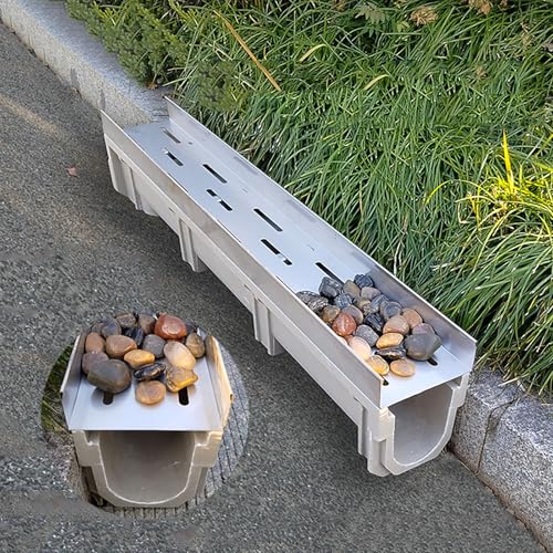 Ablaufgitter Abflussgitter Deep Channel Drain Kit, Leichtgewicht Metall Drainage Graben, Graben Drain System Für Kopfsteinpflaster Landscaping(14 * 10cm/5.5 * 3.9in) von VOLDAX