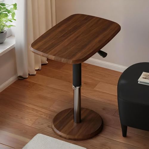 Beistelltisch C Form Höhenverstellbar mit Rollen Höhenverstellbar 57.5-78cm 360° Drehbar, Computertisch Mobiler Beistelltisch für Wohnzimmer Schlafzimmer(Brown) von VOLDAX