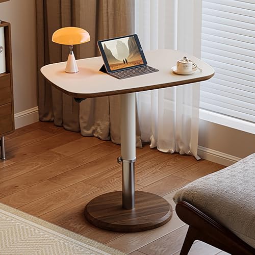 Beistelltisch C Form Höhenverstellbar mit Rollen Höhenverstellbar 57.5-78cm 360° Drehbar, Computertisch Mobiler Beistelltisch für Wohnzimmer Schlafzimmer(White) von VOLDAX