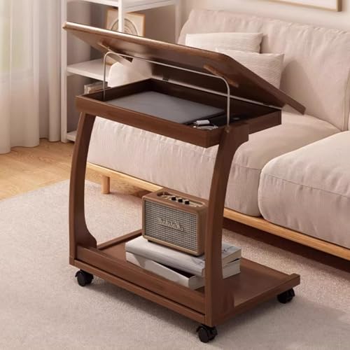 Beistelltisch C Form mit Rollen 360° Drehbar mit in Mehreren Winkeln neigbarer Platte, Sofatisch Nachttisch Kaffeetisch für Arbeit Lesen Essen Schlafzimmer(40cm/15.7in) von VOLDAX