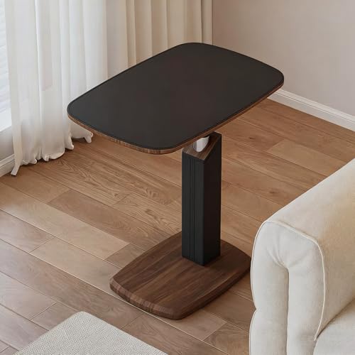 Computertisch Höhenverstellbar mit Rollen Betttisch Beistelltisch Sofatisch, 360° Drehbar Pneumatisch Stehpult für Sofa Bett Wohnzimme(Black) von VOLDAX