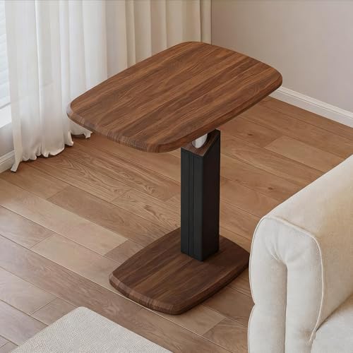 Computertisch Höhenverstellbar mit Rollen Betttisch Beistelltisch Sofatisch, 360° Drehbar Pneumatisch Stehpult für Sofa Bett Wohnzimme(Black-A) von VOLDAX