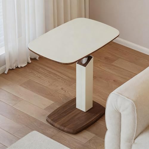 Computertisch Höhenverstellbar mit Rollen Betttisch Beistelltisch Sofatisch, 360° Drehbar Pneumatisch Stehpult für Sofa Bett Wohnzimme(White) von VOLDAX