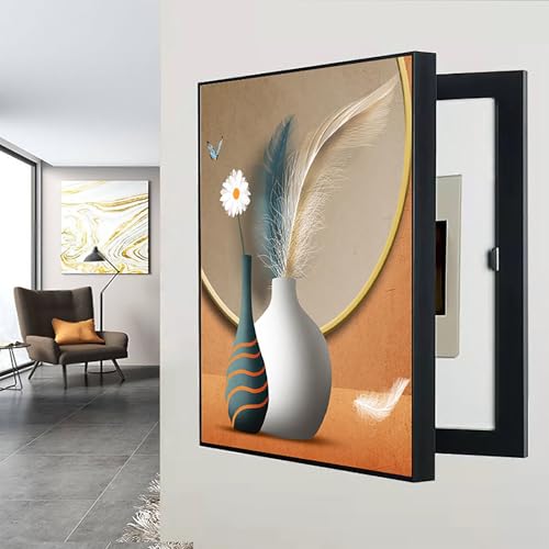 Dekorative Stromzähler-Abdeckung Modern Electric Box Counters Cover, Kreativität Zählerkasten Dekoration Innenbereich Lackierung(Black-3,30 * 40cm/11.8 * 15.7in) von VOLDAX