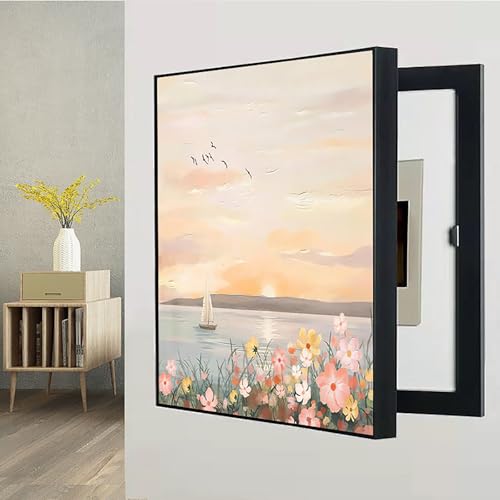Dekorative Stromzähler-Abdeckung Modern Electric Box Counters Cover, Sicherungskasten Abdeckung Versteckter Schalttafeln Auf Viele Szenen Anwendbar(Black-6,30 * 40cm/11.8 * 15.7in) von VOLDAX