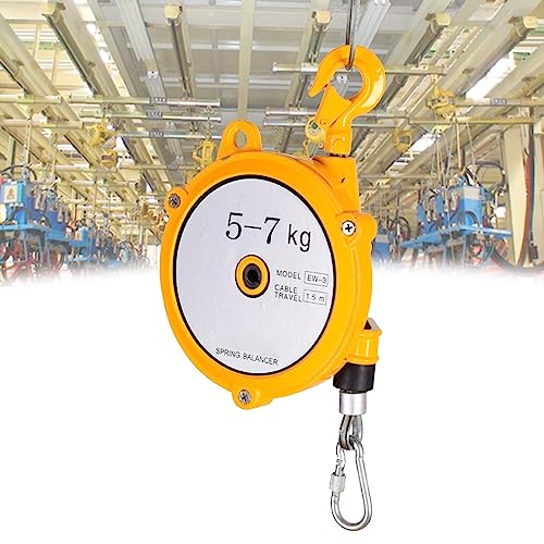 VOLDAX Federzug Balancer mit 1.5 m Kabel und Haken, hängendes einziehbares Werkzeug, Federbalancer, Verstellbarer Balancer-Retraktor, hängende Halteausrüstung in Gelb (Size : 5-7kg) von VOLDAX