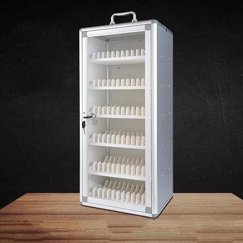 Handy Aufbewahrungsschrank Safe Handy-Spind mit Türschlössern und Schlüsseln, Sichere Aufbewahrungslösung zur Wandmontage in Silber-Finish für Sicherheit(60.5cm/23.8in) von VOLDAX
