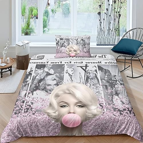 Marilyn Monroe Art Himmlische Bettwäsche Satz Mit 3D Motiv, Aus Microfaser Stoff, Speziell Designt Für Studentenwohnheim, Inklusive Bettbezug Und Kissenbezug Single（135x200cm） von VOLDAX