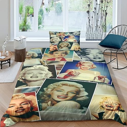 Marilyn Monroe Art Qualitätsvolles Bettwäsche Set Aus Microfaser Für Studenten WG Schlafzimmer, 2teilig Mit Bettbezug Und Kissenbezug Für Angenehmen Schlafkomfort Single（135x200cm） von VOLDAX