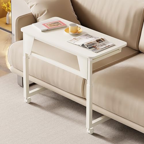 Mobiler Beistelltisch Höhenverstellbarer Pflegetisch für Bett mit 4 Rollen, Klappbarer Laptoptisch Sofatisch für Wohnzimmer Schlafzimmer von VOLDAX