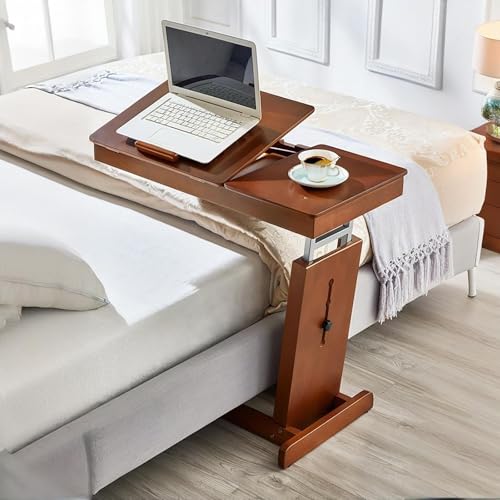 Mobiler Beistelltisch Höhenverstellbarer Pflegetisch für Bett mit 4 Rollen, Neigungsverstellbar Kleiner Laptoptisch Sofatisch für Wohnzimmer Schlafzimmer von VOLDAX