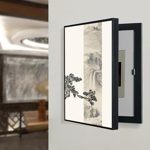 Stromzähler Box Dekoration Stromkasten Verkleidung, Decorative Electric Box Cover Meter Box Cover Verbirgt Den Verteilerkasten Perfekt(Black-A,50 * 70cm/19.7 * 27.6in) von VOLDAX