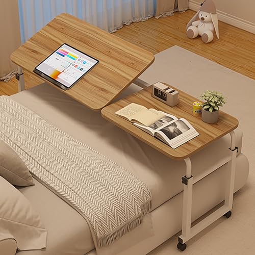 Über-Betttisch Beistelltische fürs Wohnzimmer Computertisch Höhenverstellbar mit Rollen, Betttisch Beistelltisch Sofatisch für Sofa Bett Wohnzimme(Brown) von VOLDAX