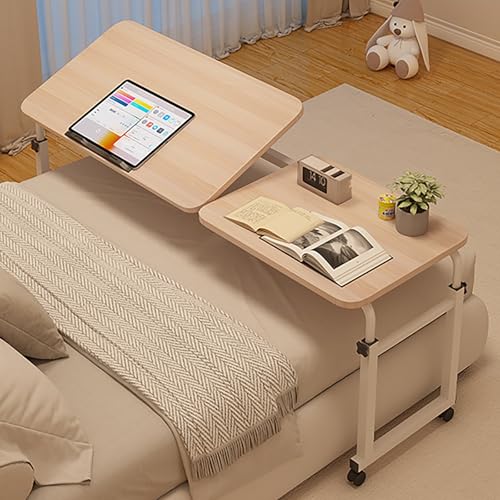 Über-Betttisch Beistelltische fürs Wohnzimmer Computertisch Höhenverstellbar mit Rollen, Betttisch Beistelltisch Sofatisch für Sofa Bett Wohnzimme(Yellow) von VOLDAX