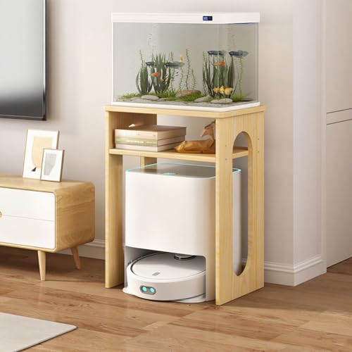 VOLDAX 2/3-stöckiger Staubsauger Roboter Schrank mit verstellbarem Regal, Offenes Versteck-Regal, für Wohnzimmer Schlafzimmer Badezimmer Balkon(Beige,57cm/22.4in) von VOLDAX