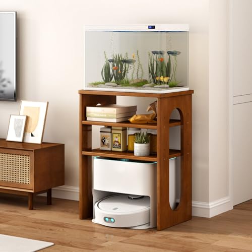 VOLDAX 2/3-stöckiger Staubsauger Roboter Schrank mit verstellbarem Regal, Offenes Versteck-Regal, für Wohnzimmer Schlafzimmer Badezimmer Balkon(Brown,35.5cm/14in) von VOLDAX