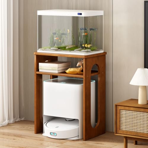 VOLDAX 2/3-stöckiger Staubsauger Roboter Schrank mit verstellbarem Regal, Offenes Versteck-Regal, für Wohnzimmer Schlafzimmer Badezimmer Balkon(Brown,57cm/22.4in) von VOLDAX