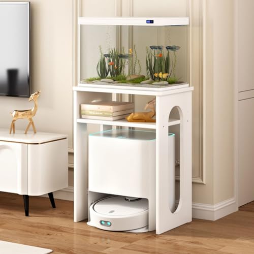 VOLDAX 2/3-stöckiger Staubsauger Roboter Schrank mit verstellbarem Regal, Offenes Versteck-Regal, für Wohnzimmer Schlafzimmer Badezimmer Balkon(White,57cm/22.4in) von VOLDAX