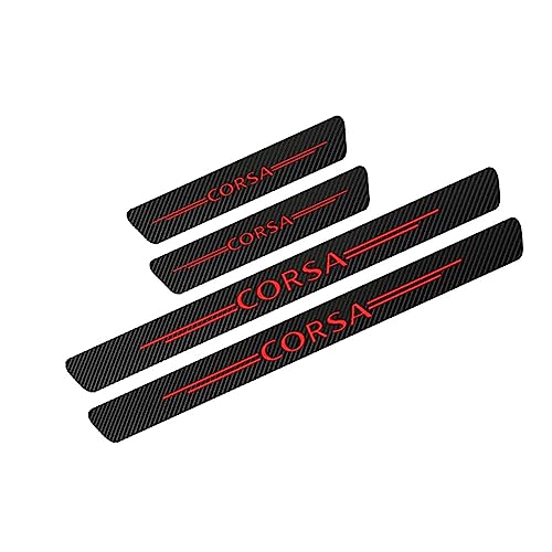 VOLDAX 4 StüCk Auto Kohlefaser TüRschweller Aufkleber, für Opel Corsa D A B C E F OPC Accessories 2021 2020 2019 2018 2017 Anti Kratz Schutzstreifen, Car Styling Kick Plates Schutz ZubehöR von VOLDAX