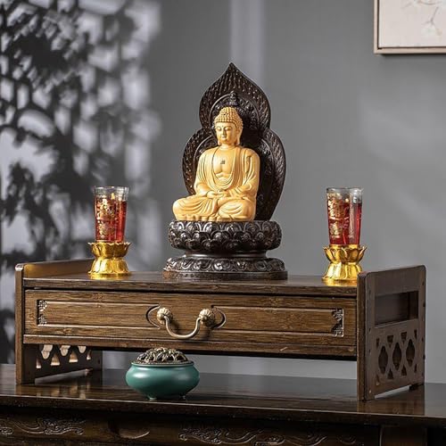 VOLDAX Altar-Meditation Tisch mit Schubladen Aufbewahrung, Altartisch Zur Meditation Tischaufbewahrung, für Gebete Wahrsagerei Entspannun(Brown,42cm/16.5in) von VOLDAX