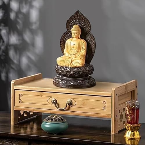 VOLDAX Altar-Meditation Tisch mit Schubladen Aufbewahrung, Altartisch Zur Meditation Tischaufbewahrung, für Gebete Wahrsagerei Entspannun(Yellow,42cm/16.5in) von VOLDAX