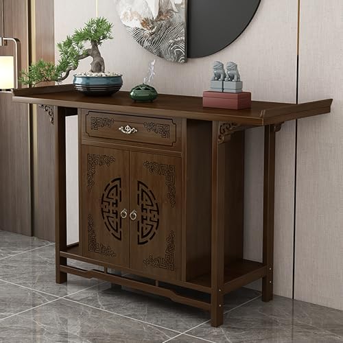 VOLDAX Altar-Meditation Tisch mit Schubladen Aufbewahrung, Vertikaler Schrank im Chinesischen Stil Opfertisch Buddhistischer Entspannung Tisch(120cm/47.2in) von VOLDAX
