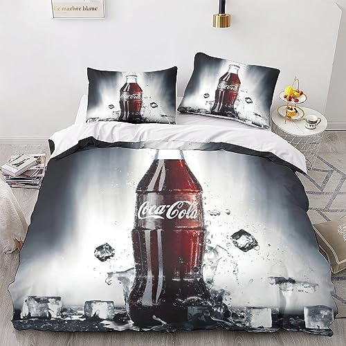 VOLDAX Coca - Cola Süßes Bettwäsche Satz Aus 3D MotivMicrofaser Für Mädchen Schlafbereich,inklusive 3teiligem Set Mit Hochwertigem Bettbezug Und Kissenbezug Double（200x200cm） von VOLDAX