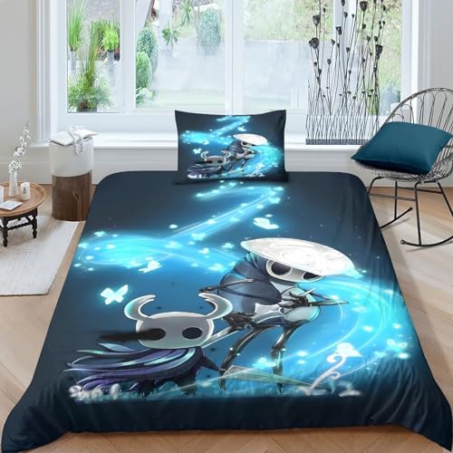 VOLDAX Game 2 Teilig Bettwäsche-Set Hollow Knight Bettbezug Für Kinder Jungen Männer Modern Dekorative Bettwäsche Drucken Coole Single（135x200cm） von VOLDAX