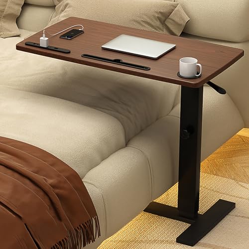 VOLDAX Höhenverstellbarer C-Tisch Mobiler Stehtisch Bett-Computertische mit Rädern, Sofatisch Nachttisch Kaffeetisch für Arbeit Lesen Essen Schlafzimmer Sofa(Brown,85 * 45cm/33.5 * 17.7in) von VOLDAX