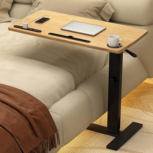 VOLDAX Höhenverstellbarer C-Tisch Mobiler Stehtisch Bett-Computertische mit Rädern, Sofatisch Nachttisch Kaffeetisch für Arbeit Lesen Essen Schlafzimmer Sofa(Yellow,80 * 40cm/31.5 * 15.7in) von VOLDAX