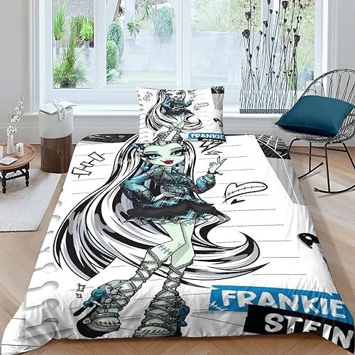 VOLDAX Monster High 3D Kinder Jungen Bettwäsche Set Aus Weiche Mikrofaser Bettbezug Bettbezug-Set Mit Reißverschluss Für Erwachsene Teenager Kinder Heimdekoration Single（135x200cm） von VOLDAX