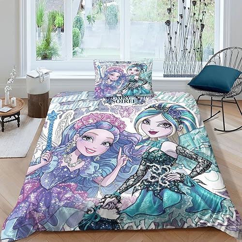 VOLDAX Monster High Bettwäsche 2teilig 3D Motiv Bettwäsche Set Blätter Aesthetic Microfaser Luxus Modern Bettbezüge Und Kissenbezüge Für Kinder-und Jungenzimmer Single（135x200cm） von VOLDAX