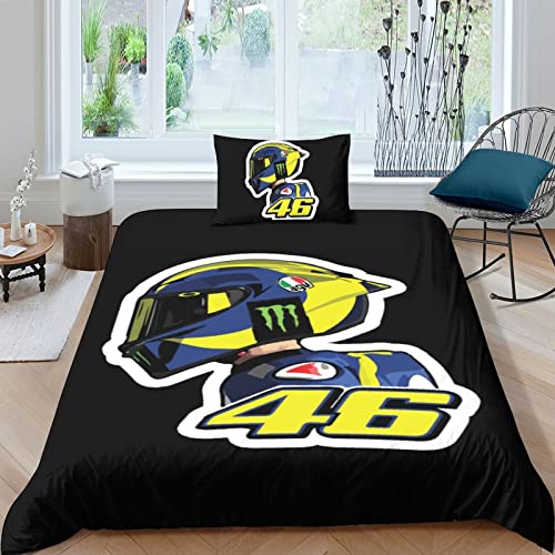 VOLDAX Motorrad 3D Bettbezug Set Motocross Effekt für Kinder und Erwachsene Gedruckt Quilt Bettwäsche Set mit Kissenbezügen Motogp von VOLDAX