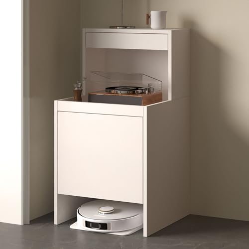 VOLDAX Roboter-Staubsauger-Ständer Versteckter Schrank für Saugroboter aus Massivholz, für Wohnzimmer Küche Schlafzimmer Einfaches Wasserwechseln(White,100cm/39.4in) von VOLDAX