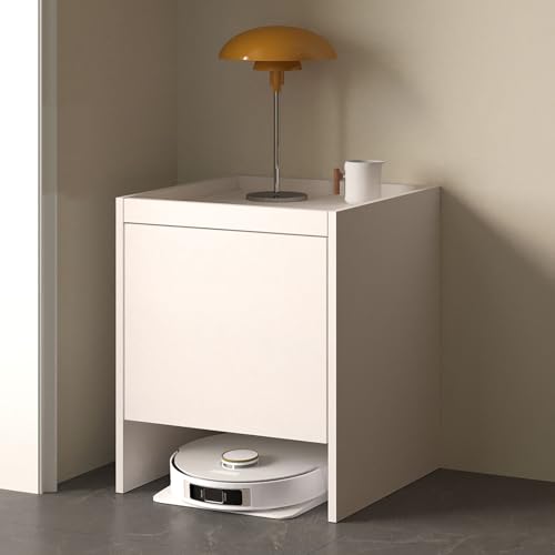 VOLDAX Roboter-Staubsauger-Ständer Versteckter Schrank für Saugroboter aus Massivholz, für Wohnzimmer Küche Schlafzimmer Einfaches Wasserwechseln(White,65cm/25.6in) von VOLDAX