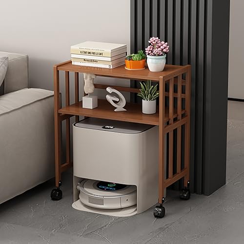 VOLDAX Roboter Vakuum-Aufbewahrungsregal – mit Verstellbarem Regal, Mobiler Lagerschrank für Selbstentleerenden Roboter und Mopp, für Wohnzimmer Küche Schlafzimmer(50 * 77cm/19.7 * 30.3in) von VOLDAX