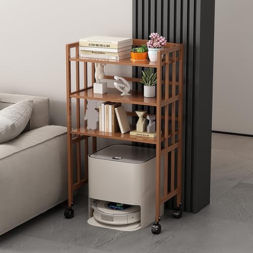 VOLDAX Roboter Vakuum-Aufbewahrungsregal – mit Verstellbarem Regal, Mobiler Lagerschrank für Selbstentleerenden Roboter und Mopp, für Wohnzimmer Küche Schlafzimmer(60 * 123cm/23.6 * 48.4in) von VOLDAX