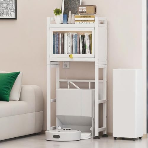 VOLDAX Saugroboter Ständer Staubsauger Beistelltisch Metall-Nachttisch, Offenes Versteck-Regal für Wohnzimmer Küche Schlafzimmer Einfaches Wasserwechseln(50 * 134.5cm/19.7 * 53in) von VOLDAX