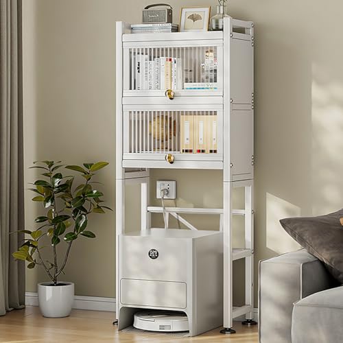 VOLDAX Saugroboter Ständer Staubsauger Beistelltisch Metall-Nachttisch, Offenes Versteck-Regal für Wohnzimmer Küche Schlafzimmer Einfaches Wasserwechseln(70 * 167cm/27.6 * 65.7in) von VOLDAX