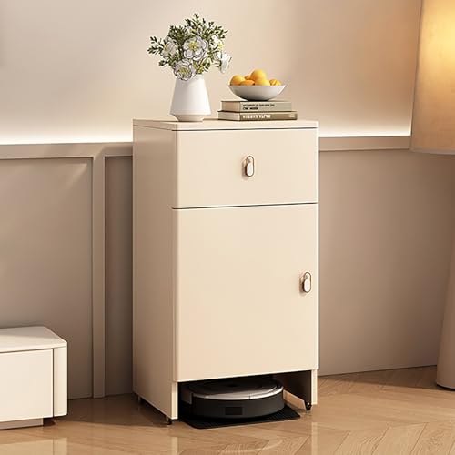 VOLDAX Saugroboter Ständer Staubsauger Beistelltisch Mobiler Lagerschrank für Selbstentleerenden Roboter und Mopp, für Wohnzimmer oder Home Office(Brown,55cm/21.7in) von VOLDAX