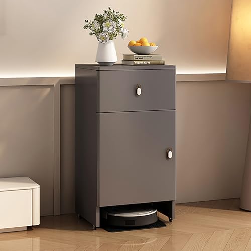 VOLDAX Saugroboter Ständer Staubsauger Beistelltisch Mobiler Lagerschrank für Selbstentleerenden Roboter und Mopp, für Wohnzimmer oder Home Office(Gray,60cm/23.6in) von VOLDAX