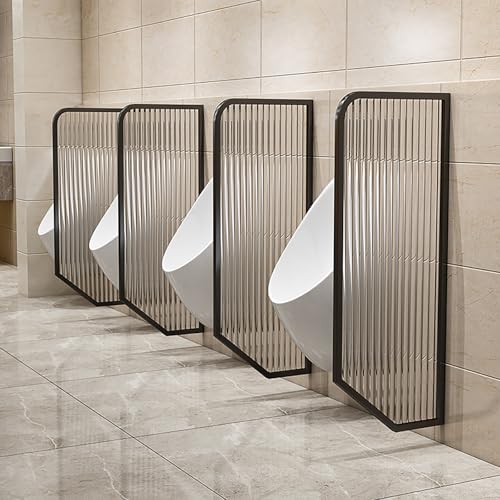 VOLDAX Schamwand WC Sichtschutz Toilettenabtrennung Wandmontage Urinal Trennwand, Edelstahlrahmen und Raumteiler aus gehärtetem Glas Modernes Design(Black,2PCS) von VOLDAX