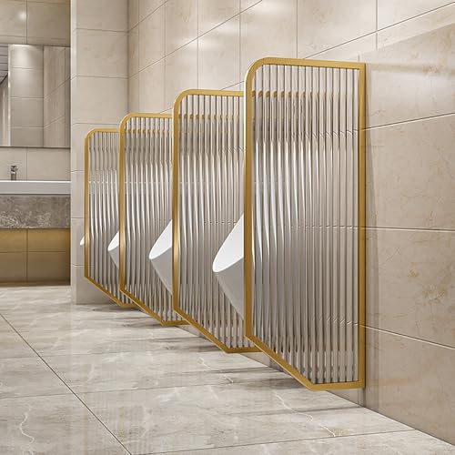 VOLDAX Schamwand WC Sichtschutz Toilettenabtrennung Wandmontage Urinal Trennwand, Edelstahlrahmen und Raumteiler aus gehärtetem Glas Modernes Design(Gold,2PCS) von VOLDAX