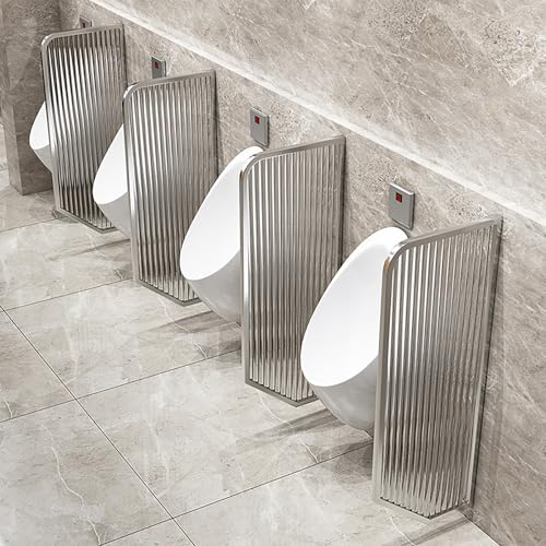 VOLDAX Schamwand WC Sichtschutz Toilettenabtrennung Wandmontage Urinal Trennwand, Edelstahlrahmen und Raumteiler aus gehärtetem Glas Modernes Design(Silver,1PCS) von VOLDAX