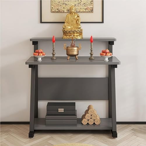 VOLDAX Spiritual Altar Table Buddhistischer Entspannung Tisch, Puja-Tisch Mit Mehreren Ebenen Und Stauraum für Gebete Wahrsagerei Entspannun(Gray,80cm/31.5in) von VOLDAX