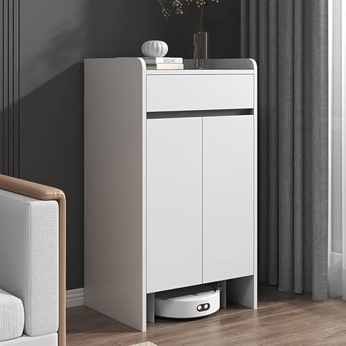 VOLDAX Staubsauger-Aufbewahrungsregal mit Türen Und Schubladen, Roboter Standschrank mit Verstellbarem Regal Beistelltische for Wohnzimmer Schlafzimmer(White) von VOLDAX